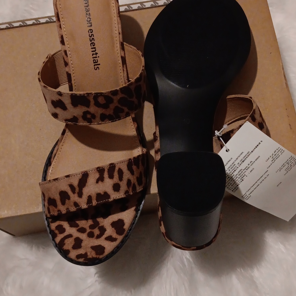 COPY - COPY - COPY - WOMENS LEOPARD CHUNKY HEEL SANDALS SIZE 10 - Picture 7 of 9